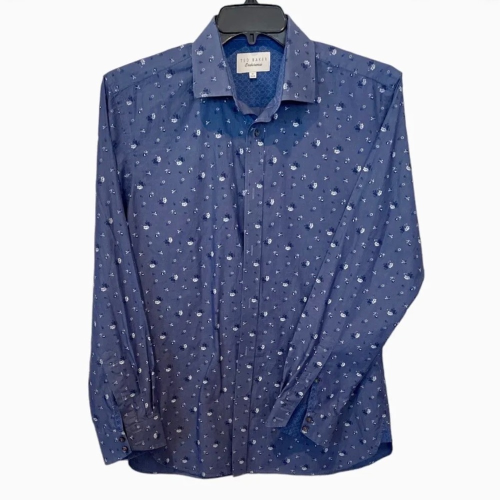 Ted Baker Shirt Mens Size 16 Blue 34/35